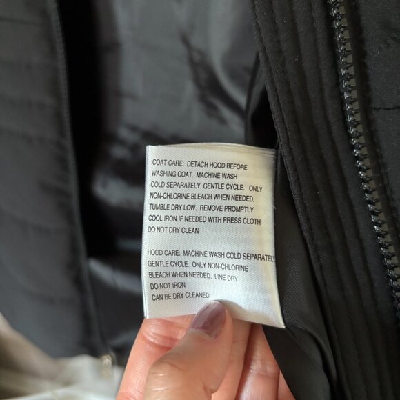 Michael Kors Faux Fur Trim Hooded Black Puffer Coat Size M - Picture 6 of 16